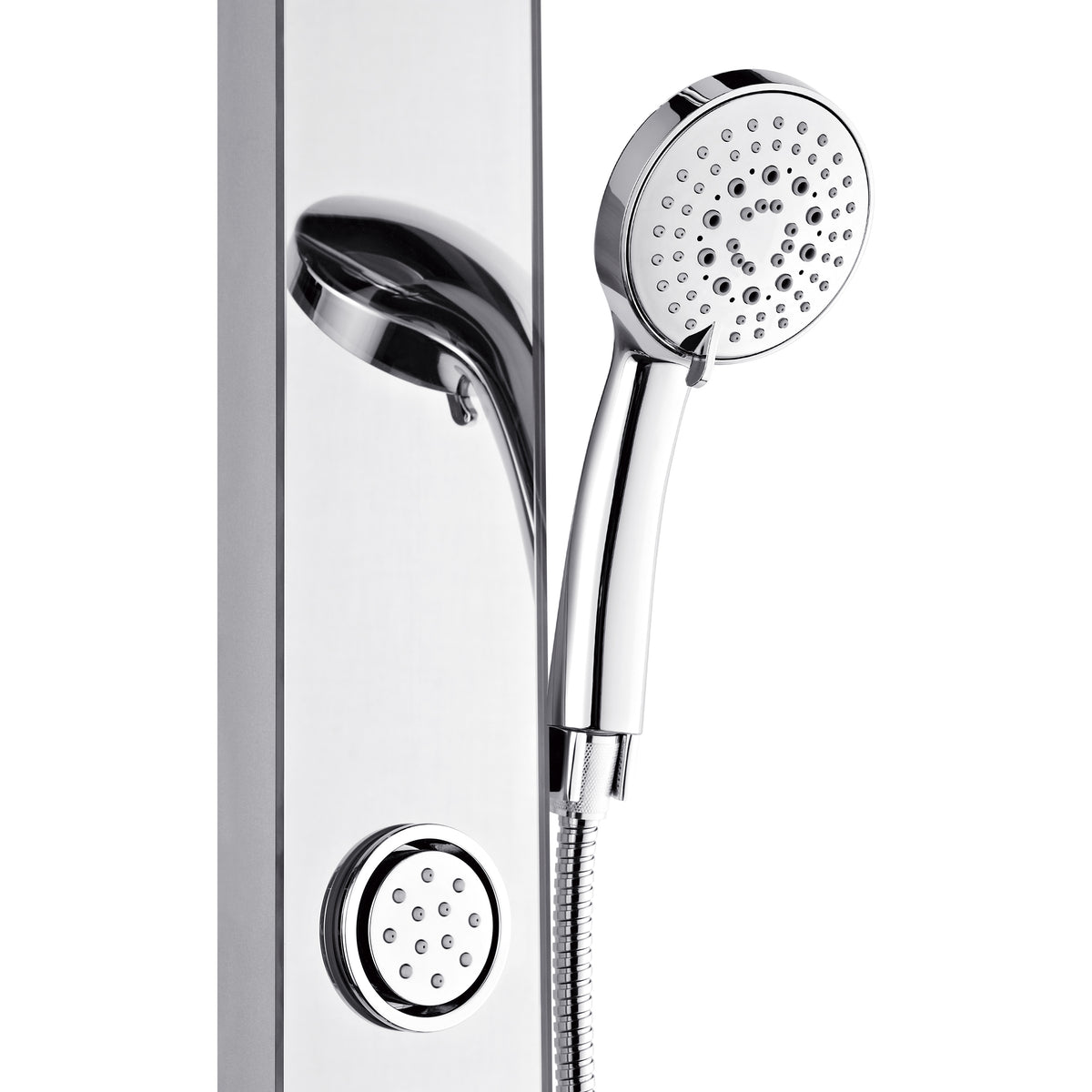 FORNO ACQUA SensoTEMP LED Mirror Shower Panel, 9 in. Rainfall Shower Head, 3 Body Jets & 5-Function Handheld. 1.8 GPM