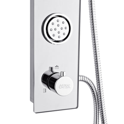 FORNO ACQUA SensoTEMP LED Mirror Shower Panel, 9 in. Rainfall Shower Head, 3 Body Jets & 5-Function Handheld. 2.5 GPM