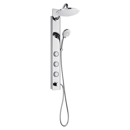 FORNO ACQUA SensoTEMP LED Mirror Shower Panel, 9 in. Rainfall Shower Head, 3 Body Jets & 5-Function Handheld. 2.5 GPM