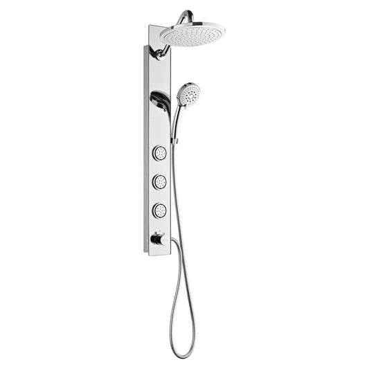 FORNO ACQUA SensoTEMP LED Mirror Shower Panel, 9 in. Rainfall Shower Head, 3 Body Jets & 5-Function Handheld. 1.8 GPM