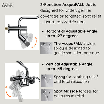 FORNO ACQUA AcquaFALL 9 in. Rainfall Head, 3-Function Waterfall Body Jet & 5-Function Handheld. Polished Chrome 1.8 GPM