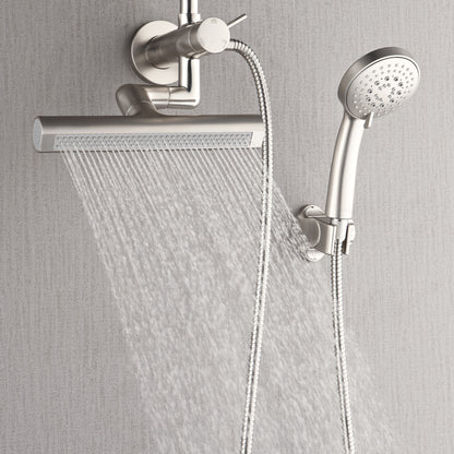 FORNO ACQUA AcquaFALL 9 in. Rainfall Head, 3-Function Waterfall Body Jet & 5-Function Handheld. Brushed NIckel 2.5 GPM
