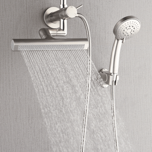 FORNO ACQUA AcquaFALL 9 in. Rainfall Head, 3-Function Waterfall Body Jet & 5-Function Handheld. Brushed NIckel 1.8 GPM