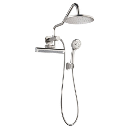 FORNO ACQUA AcquaFALL 9 in. Rainfall Head, 3-Function Waterfall Body Jet & 5-Function Handheld. Brushed NIckel 1.8 GPM