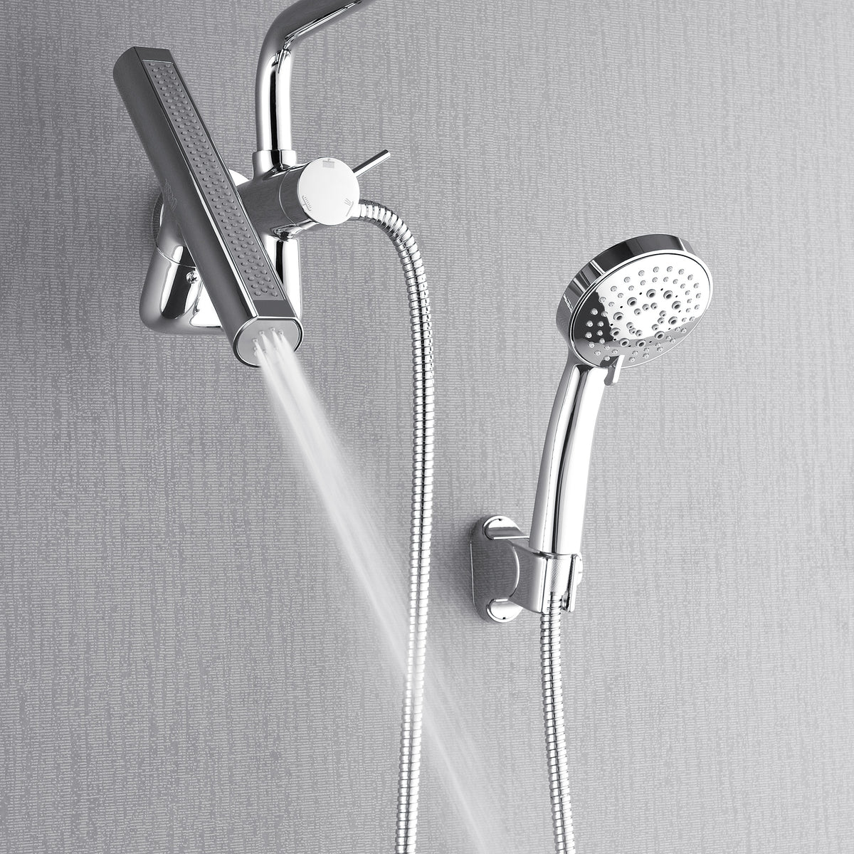 FORNO ACQUA AcquaFALL 9 in. Rainfall Head, 3-Function Waterfall Body Jet & 5-Function Handheld. Polished Chrome 1.8 GPM