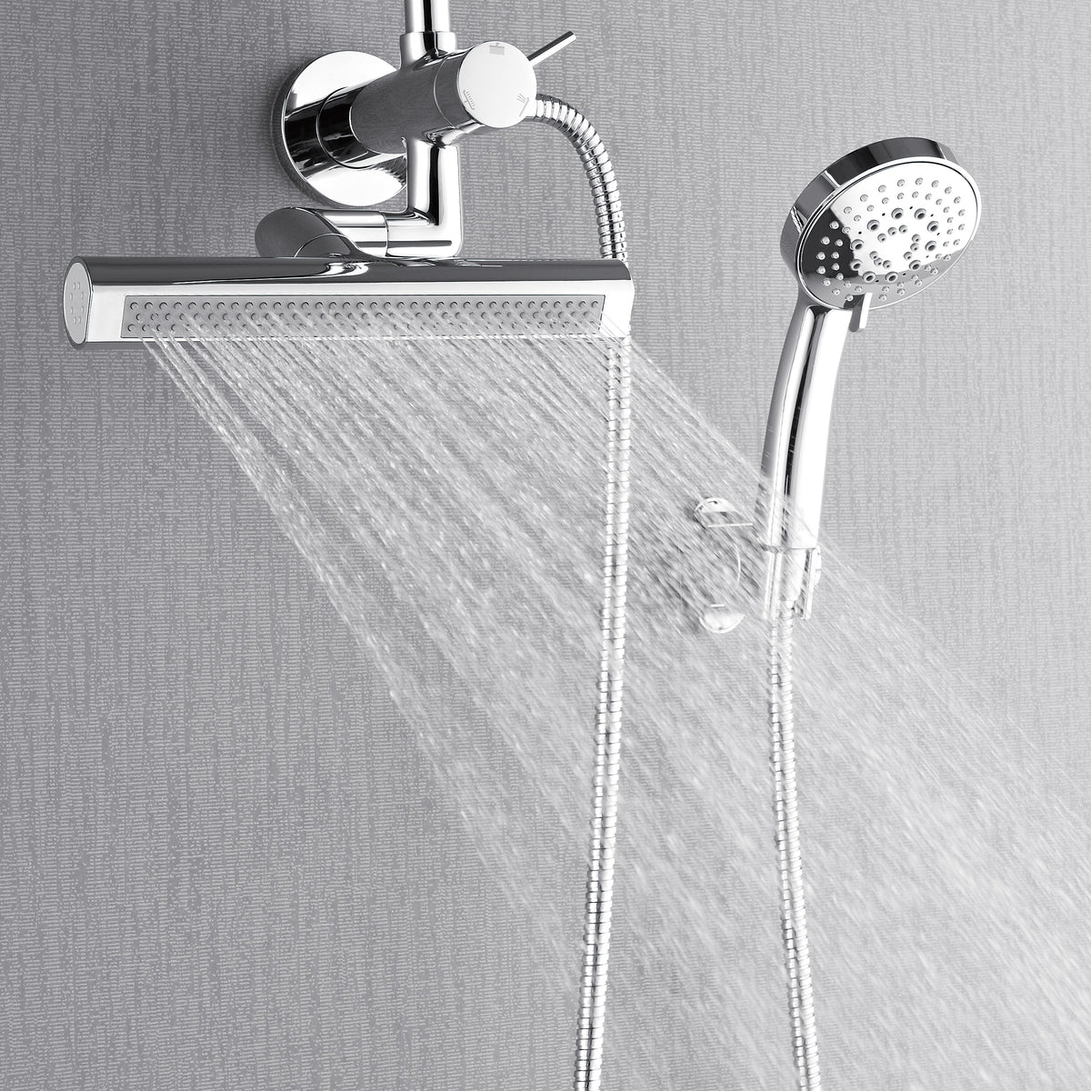 FORNO ACQUA AcquaFALL 9 in. Rainfall Head, 3-Function Waterfall Body Jet & 5-Function Handheld. Polished Chrome 1.8 GPM