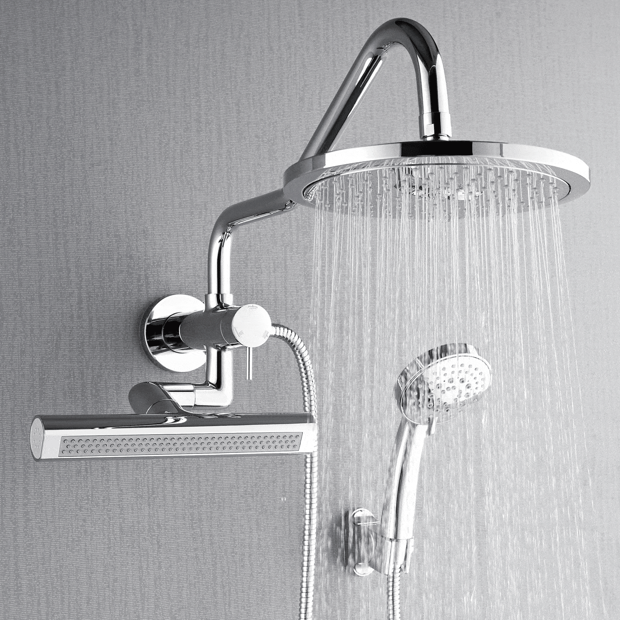 FORNO ACQUA AcquaFALL 9 in. Rainfall Head, 3-Function Waterfall Body Jet & 5-Function Handheld. Polished Chrome 1.8 GPM