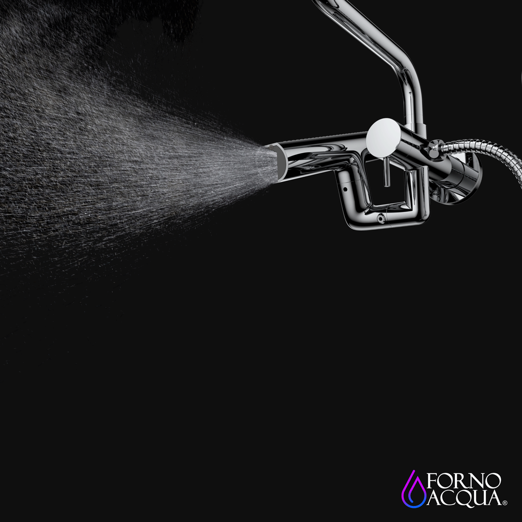 FORNO ACQUA AcquaFALL 6-Function Shower Head, 3-Function Waterfall Body Jet & 5-Function Handheld. Black 2.5 GPM