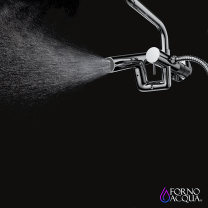 FORNO ACQUA AcquaFALL 6-Function Shower Head, 3-Function Waterfall Body Jet & 5-Function Handheld. Black 1.8 GPM
