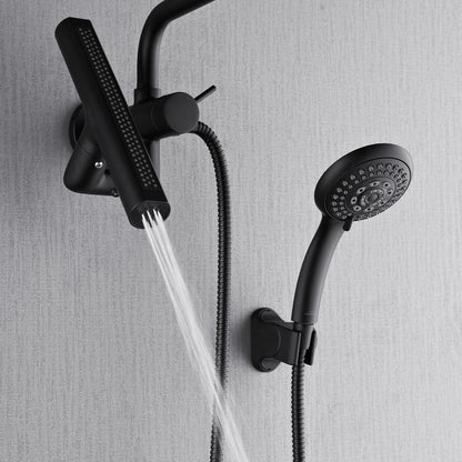 FORNO ACQUA AcquaFALL 6-Function Shower Head, 3-Function Waterfall Body Jet & 5-Function Handheld. Black 1.8 GPM