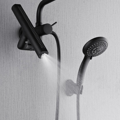 FORNO ACQUA AcquaFALL 6-Function Shower Head, 3-Function Waterfall Body Jet & 5-Function Handheld. Black 1.8 GPM