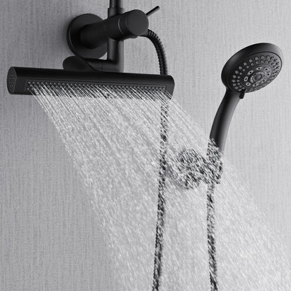 FORNO ACQUA AcquaFALL 6-Function Shower Head, 3-Function Waterfall Body Jet & 5-Function Handheld. Black 1.8 GPM