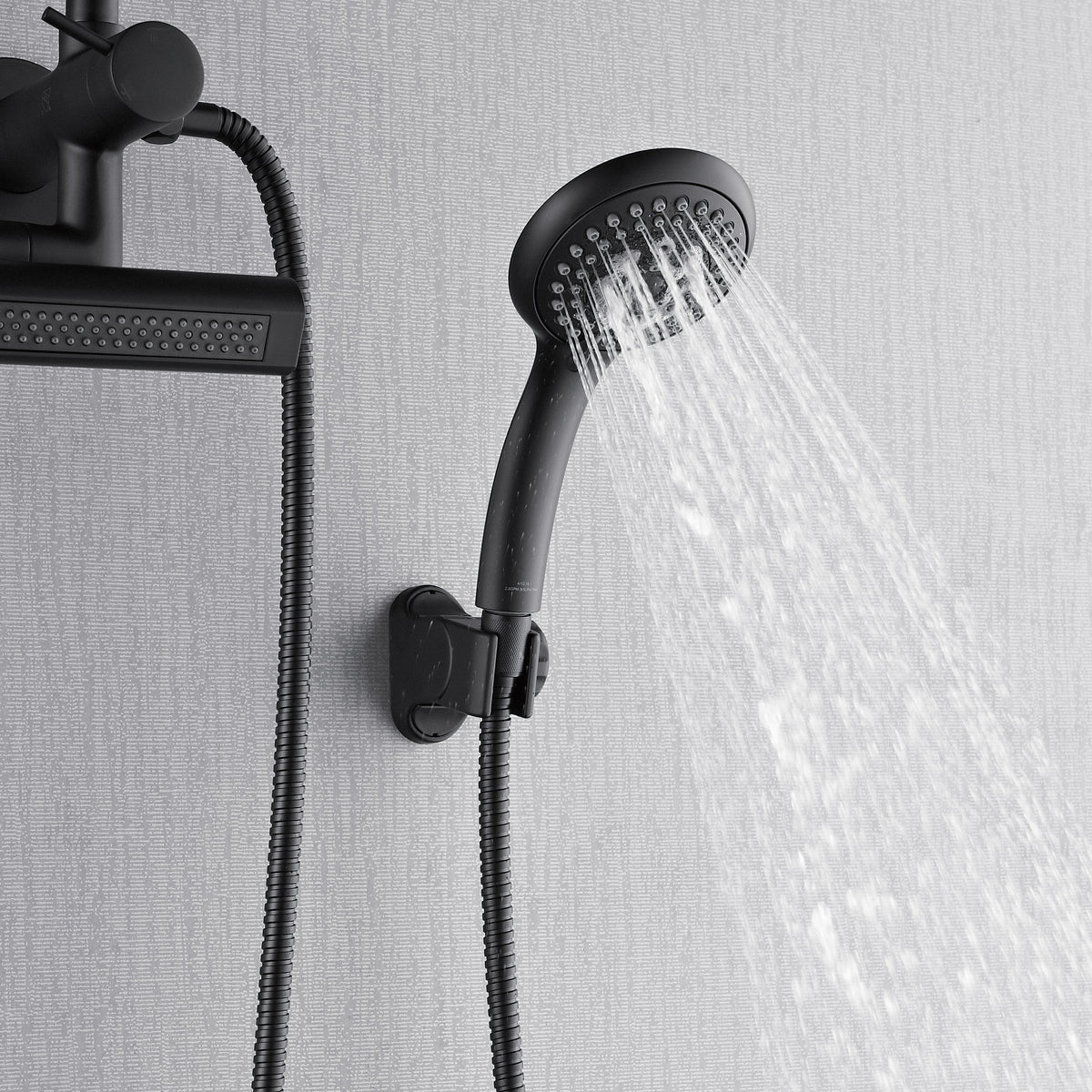 FORNO ACQUA AcquaFALL 6-Function Shower Head, 3-Function Waterfall Body Jet & 5-Function Handheld. Black 1.8 GPM