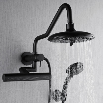 FORNO ACQUA AcquaFALL 6-Function Shower Head, 3-Function Waterfall Body Jet & 5-Function Handheld. Black 1.8 GPM