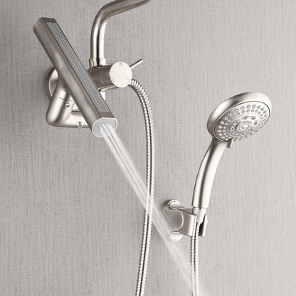 FORNO ACQUA AcquaFALL 6-Function Shower Head, 3-Function Waterfall Body Jet & 5-Function Handheld. Brushed Nickel 1.8 GPM