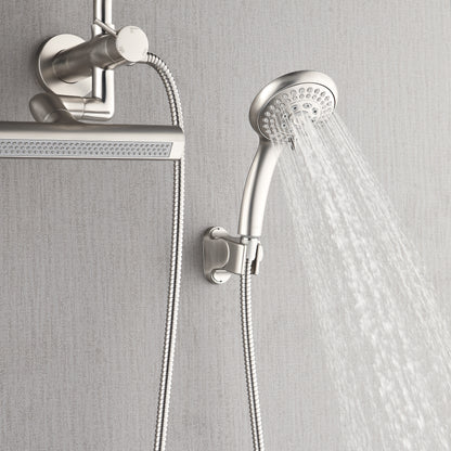 FORNO ACQUA AcquaFALL 6-Function Shower Head, 3-Function Waterfall Body Jet & 5-Function Handheld. Brushed Nickel 1.8 GPM