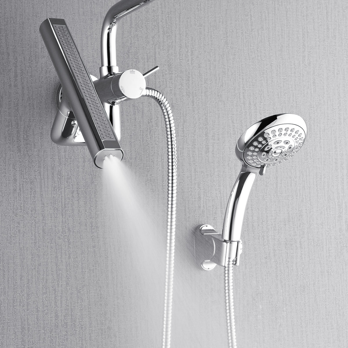 FORNO ACQUA AcquaFALL 6-Function Shower Head, 3-Function Waterfall Body Jet & 5-Function Handheld. Polished Chrome 1.8 GPM