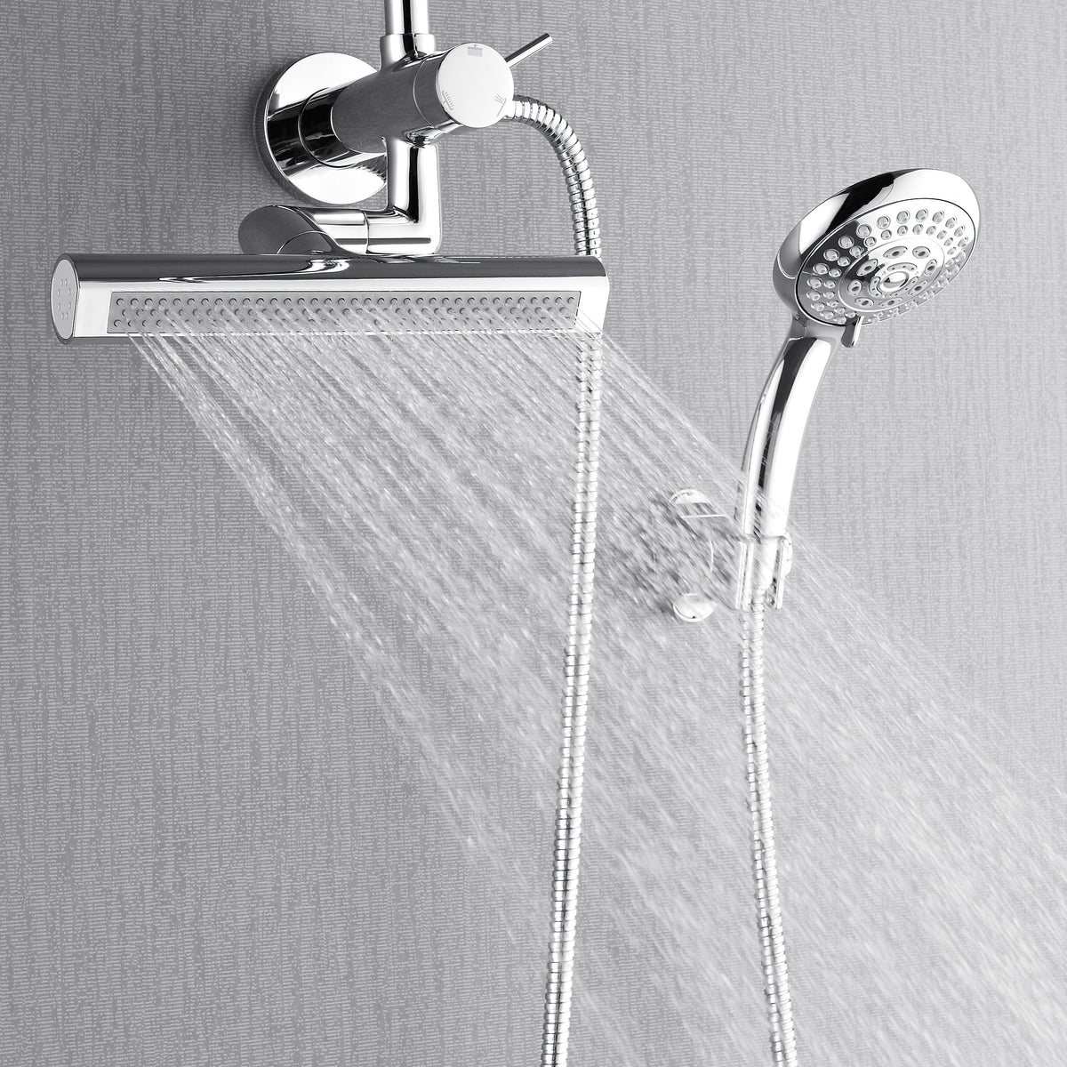 FORNO ACQUA AcquaFALL 6-Function Shower Head, 3-Function Waterfall Body Jet & 5-Function Handheld. Polished Chrome 2.5 GPM
