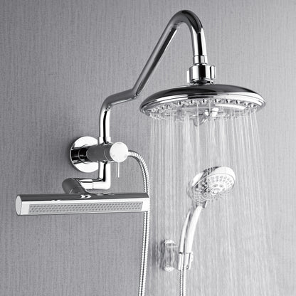 FORNO ACQUA AcquaFALL 6-Function Shower Head, 3-Function Waterfall Body Jet & 5-Function Handheld. Polished Chrome 2.5 GPM
