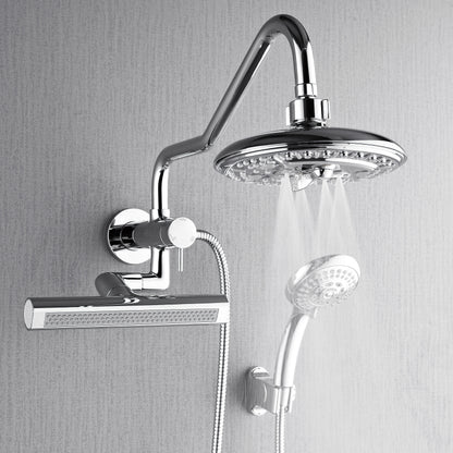 FORNO ACQUA AcquaFALL 6-Function Shower Head, 3-Function Waterfall Body Jet & 5-Function Handheld. Polished Chrome 2.5 GPM