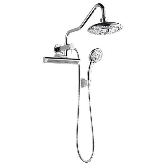 FORNO ACQUA AcquaFALL 6-Function Shower Head, 3-Function Waterfall Body Jet & 5-Function Handheld. Polished Chrome 1.8 GPM