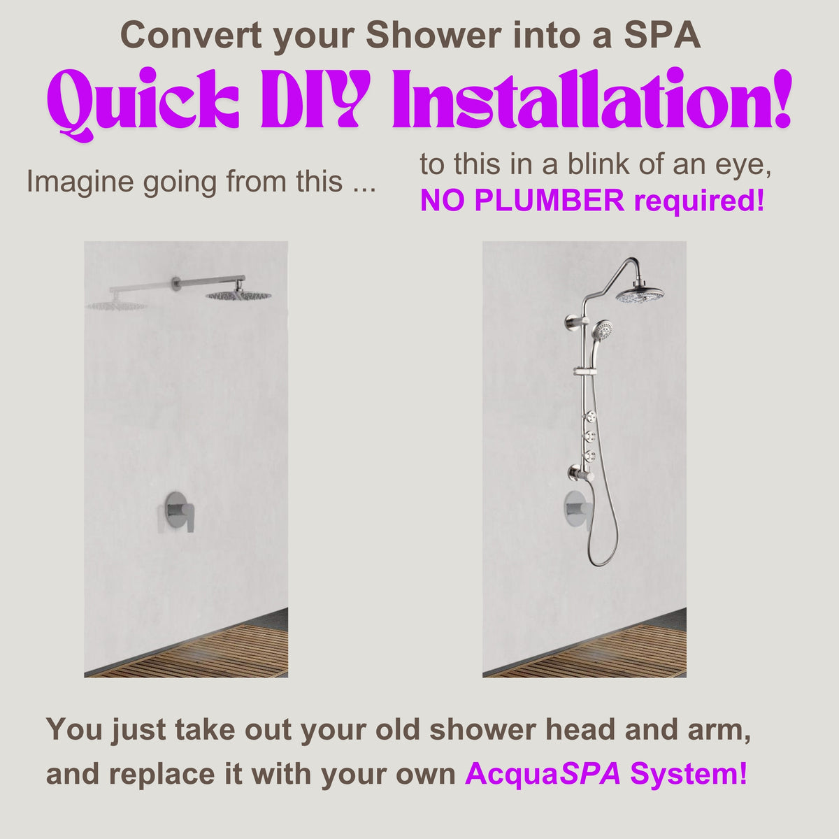 FORNO ACQUA 8in. 6-Function Rain Shower, 5-Function Handheld & 3 Directional Body Jet Shower System with Sliding Bar. Brushed Nickel 2.5 GPM