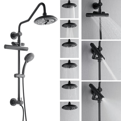 FORNO ACQUA AcquaFALL 6-Function Shower Head, 5-Function Handheld & 3-Function Waterfall Body Jet. Black, 1.8 GPM