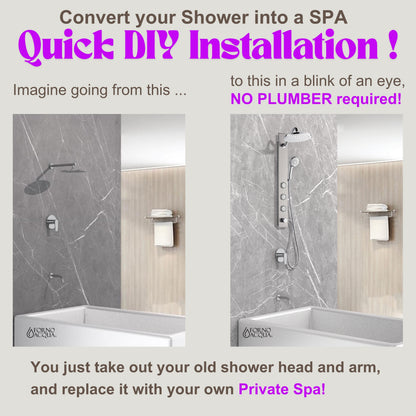 FORNO ACQUA Stainless Steel Shower Panel, 3 SensoTEMP LED Body Jets, 9 in. Rain Shower Head & 5-Function Handheld.  1.8GPM