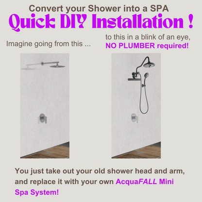 FORNO ACQUA AcquaFALL 6-Function Shower Head, 3-Function Waterfall Body Jet & 5-Function Handheld. Black 2.5 GPM