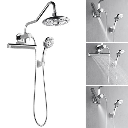 FORNO ACQUA AcquaFALL 6-Function Shower Head, 3-Function Waterfall Body Jet & 5-Function Handheld. Polished Chrome 2.5 GPM