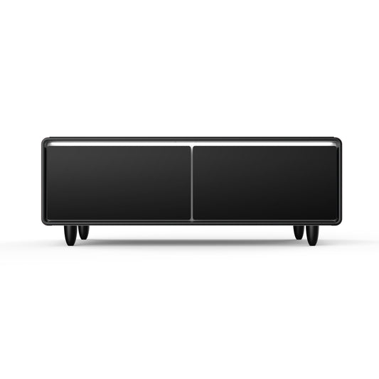 Forno Evoluto Tavolo 51-Inch Black Smart Coffee Table – Dual Refrigerator Drawers, Bluetooth 5.0 Audio, Wireless Charging & RGB Ambient Light
