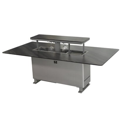 Cinetico Smart Dining Table, Midnight Marble, 5.3 cu.ft fridge and freezer with Bluetooth control