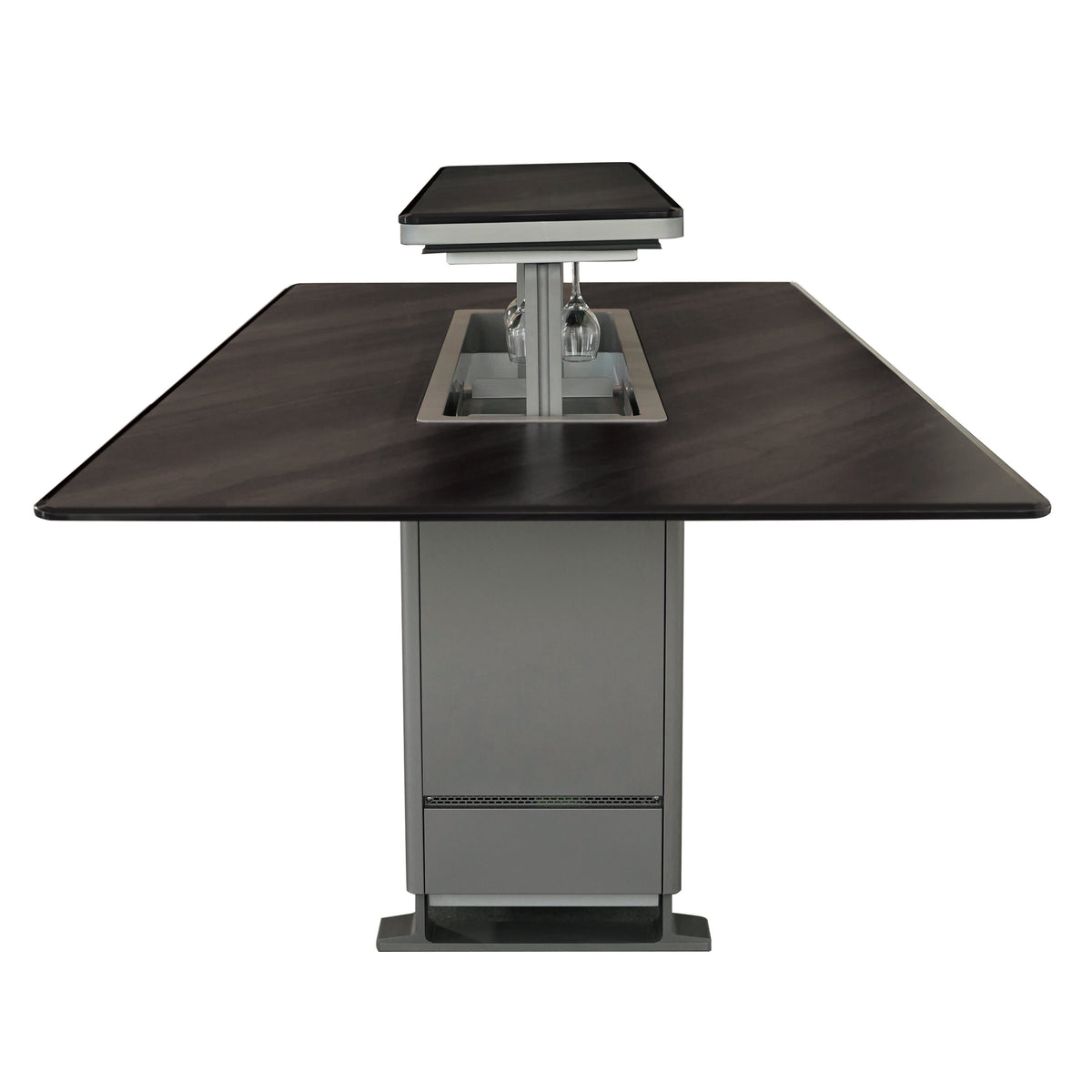 Cinetico Smart Dining Table, Midnight Marble, 5.3 cu.ft fridge and freezer with Bluetooth control