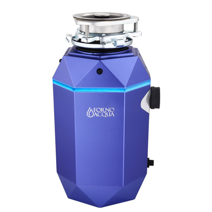 FORNO ACQUA BrightDIAMOND Amethyst 1HP Super Quiet Garbage Disposal Corded with Motion Sensor Cabinet Light & Pre-Wired Air Switch