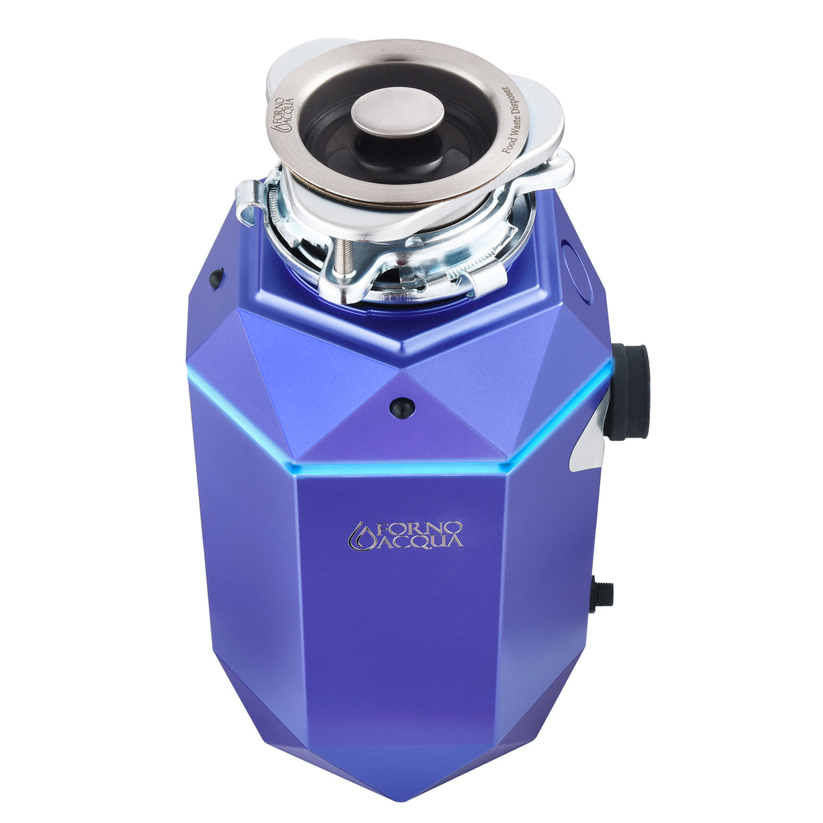 FORNO ACQUA BrightDIAMOND Amethyst 1HP Super Quiet Garbage Disposal Corded with Motion Sensor Cabinet Light & Pre-Wired Air Switch