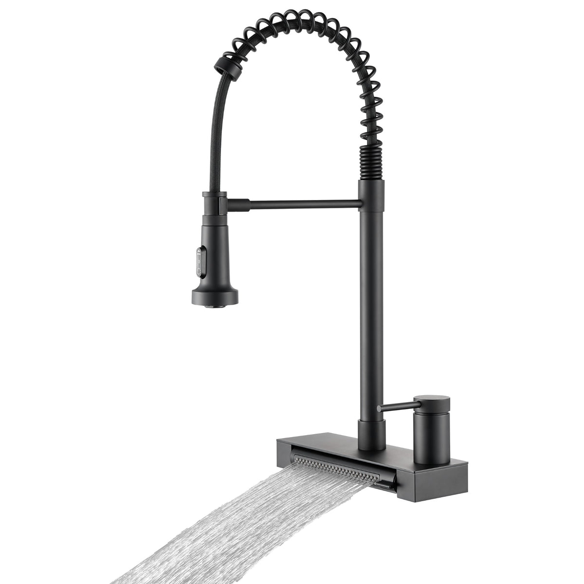 FORNO ACQUA  Black 4 function pull-Down Waterfall Kitchen Faucet